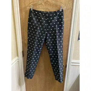 RSVP by Talbots Black White Swan All Over Print Petite High Rise Ankle Pants 2P